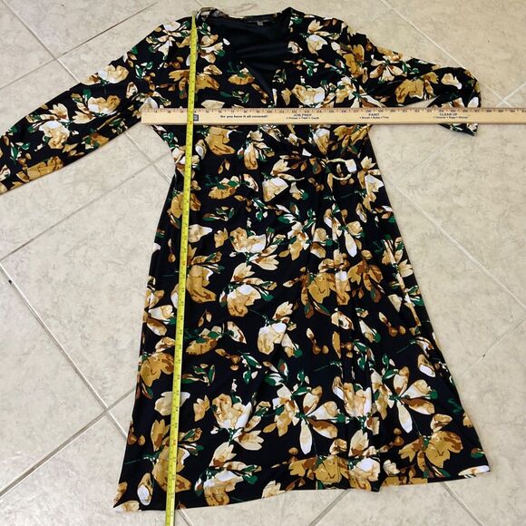 Evan Picone Black Label Women’s 16 Floral Print Faux Wrap Dress some Stretch - Picture 5 of 12